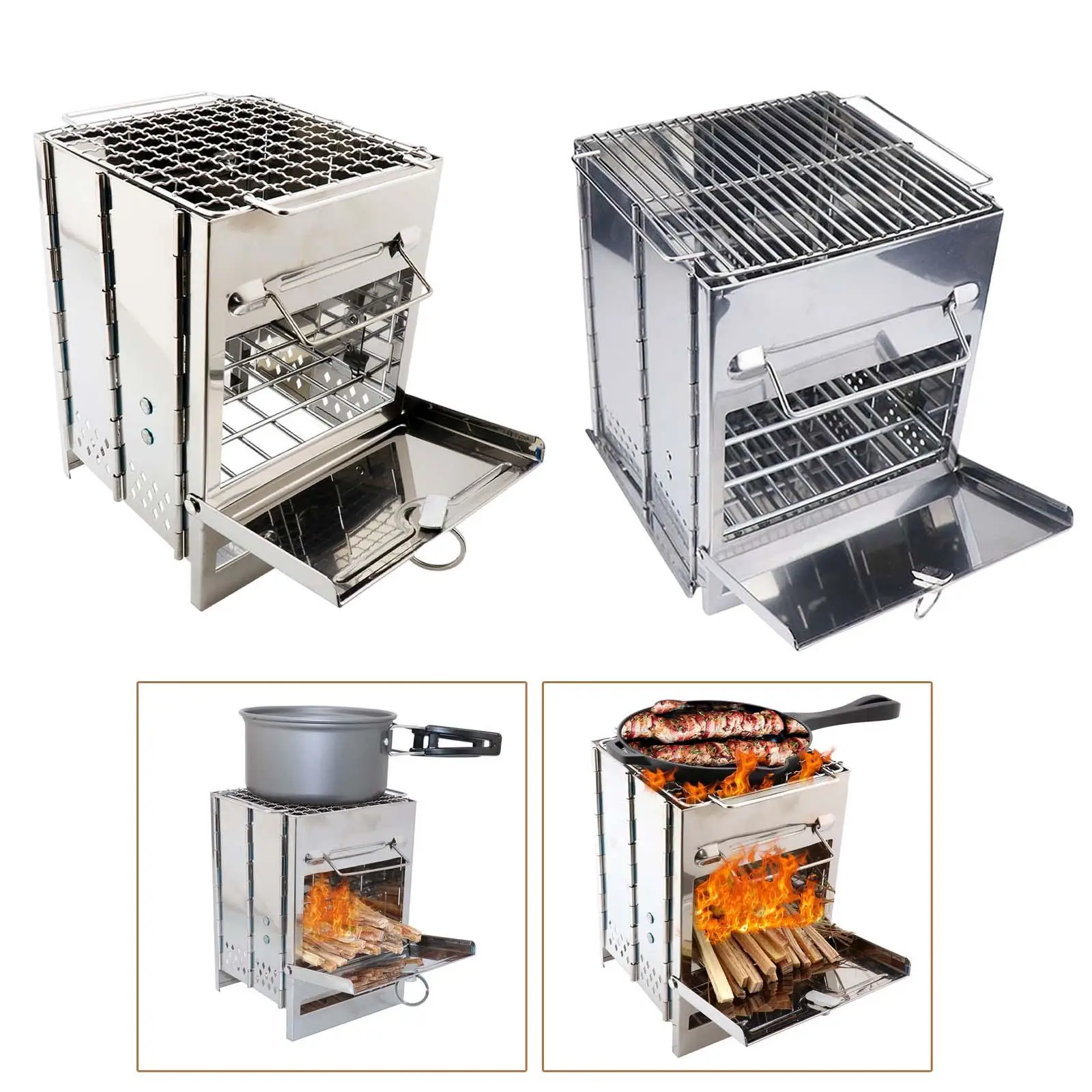 

Складная дровяная печь, гриль из нержавеющей стали, деревянный кемпинг