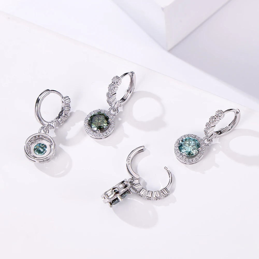 JoyceJelly 1ct colorful Moissanite Round Cut VVS D-color 925 Sterling Silver Earrings For Female Luxury Wedding Ear Jewelry