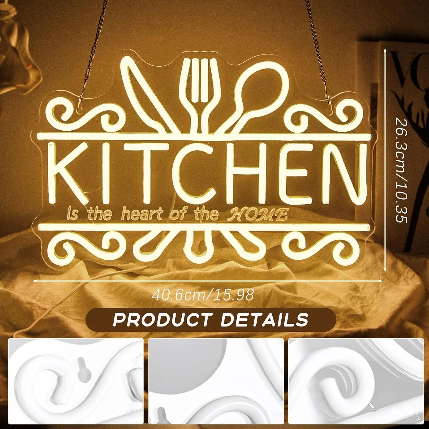 Kitchen Neon Sign Knife Fork Led Signs for Wall Decor Home Dining Room Wall Neon Light for Canteen Restaurant Cooking Room