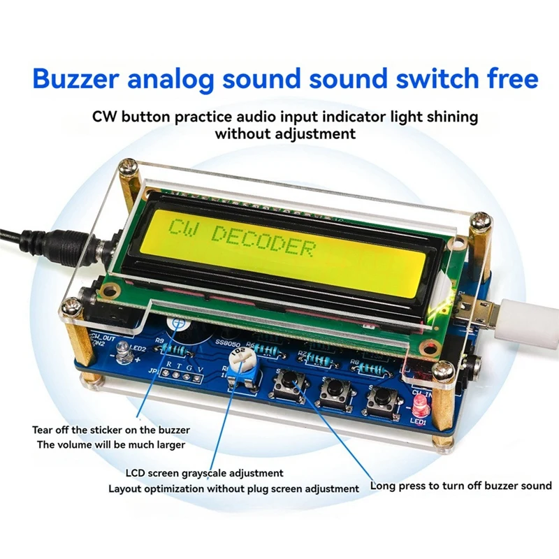 CW Morse Kit DIY dekoder kode CW Trainer Morse Kit komponen elektronik DIY dengan LCD Digital