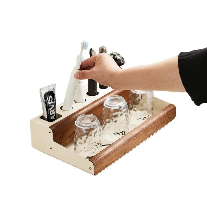 Walnut electric toothbrush holder, tissue box multi-functional
