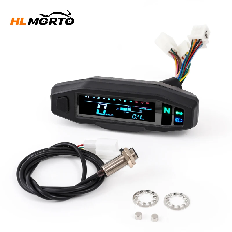Universeller Motorrad-Tachometer Digitaler Geschwindigkeitsmesser LED-Drehzahlmesser Armaturenbrett Instrumententafel LCD-Anzeige