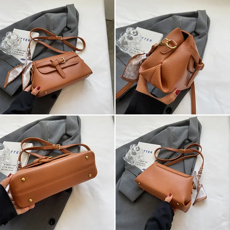 Torby Crossbody dla kobiet 2024 Nowa moda Codzienne dojazdy Wielowarstwowa torebka ze skóry PU ze wstążką Torby na zakupy na ramię