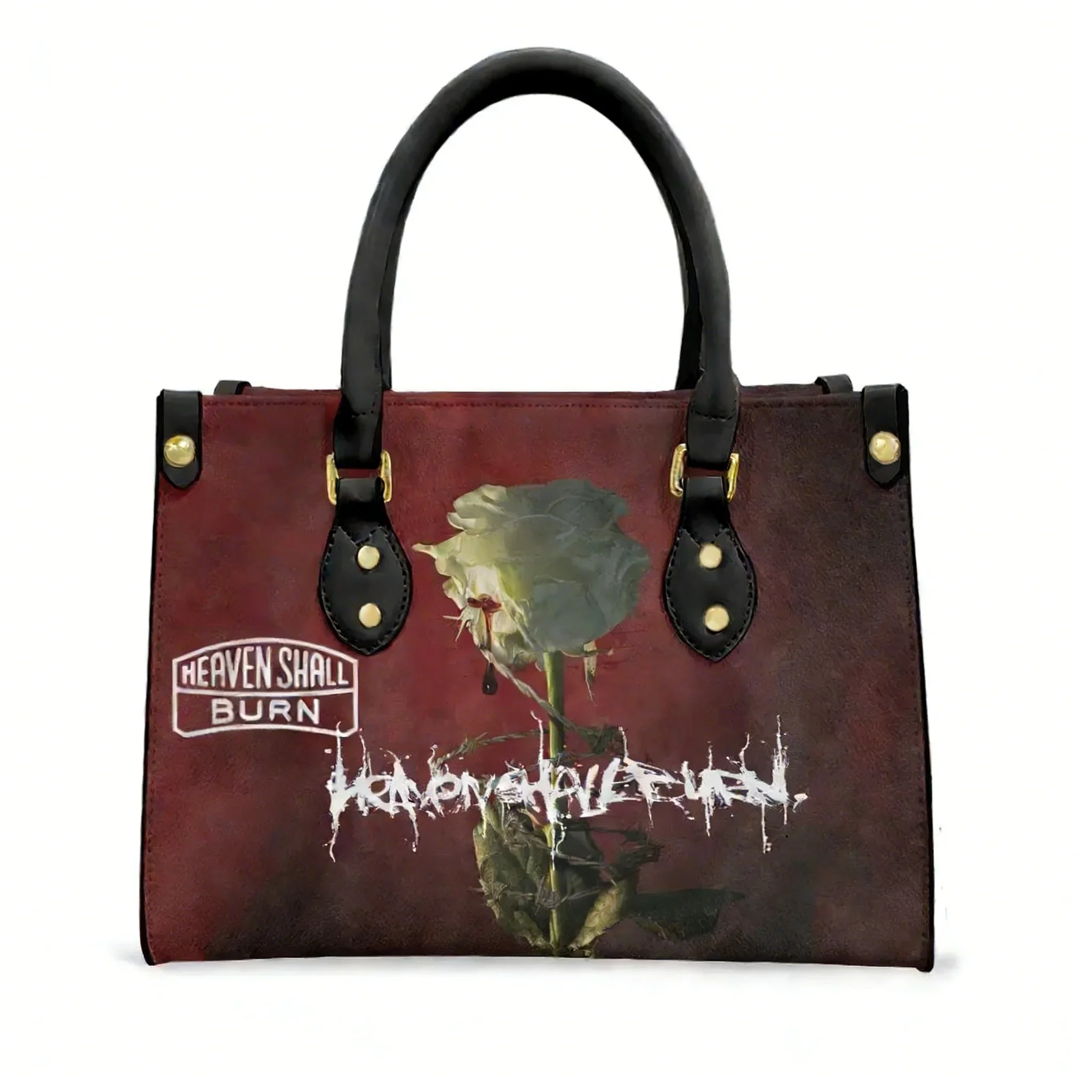 

Heaven Shall Burn Metal Band Tote Bag Purse Womens Mens Personalized Text Image PU Leather Handbag Business Shopping Gift Bags