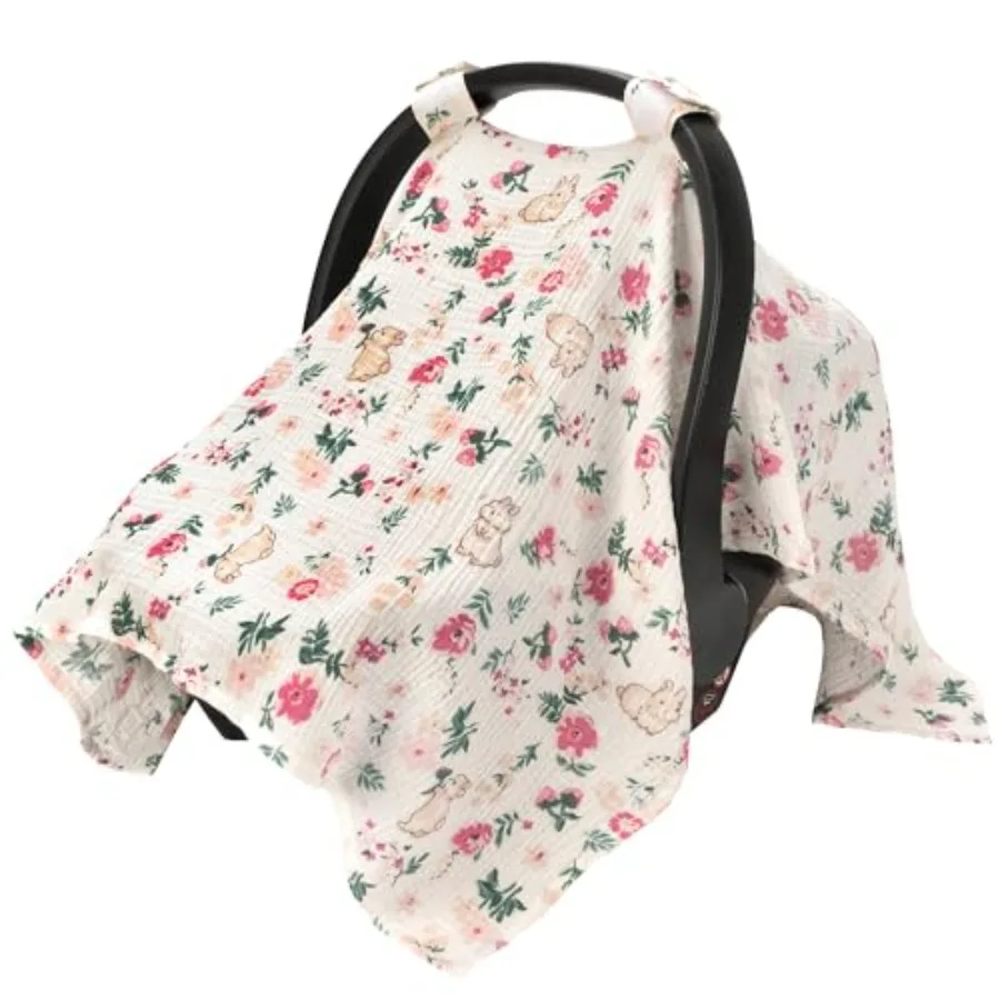 

SERAPHY 100% Muslin Cotton Car Seat Covers for Babies, Universal Baby Car Seat Cover, Breathable Muslin Carseat Cover Canopies