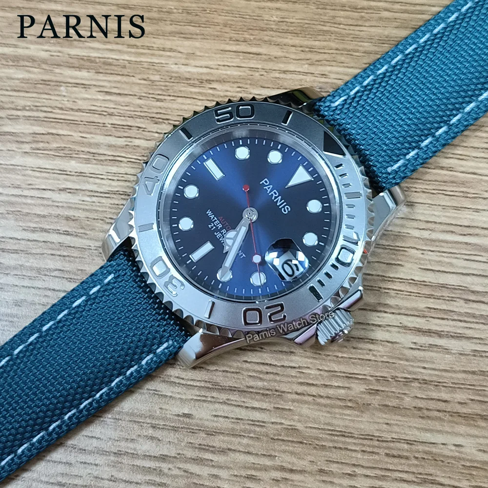 

Parnis 41mm Sapphire Glass Luminous Marker Miyota Automatic Movement Men's Watch Blue Dial Silver Rotating Bezel