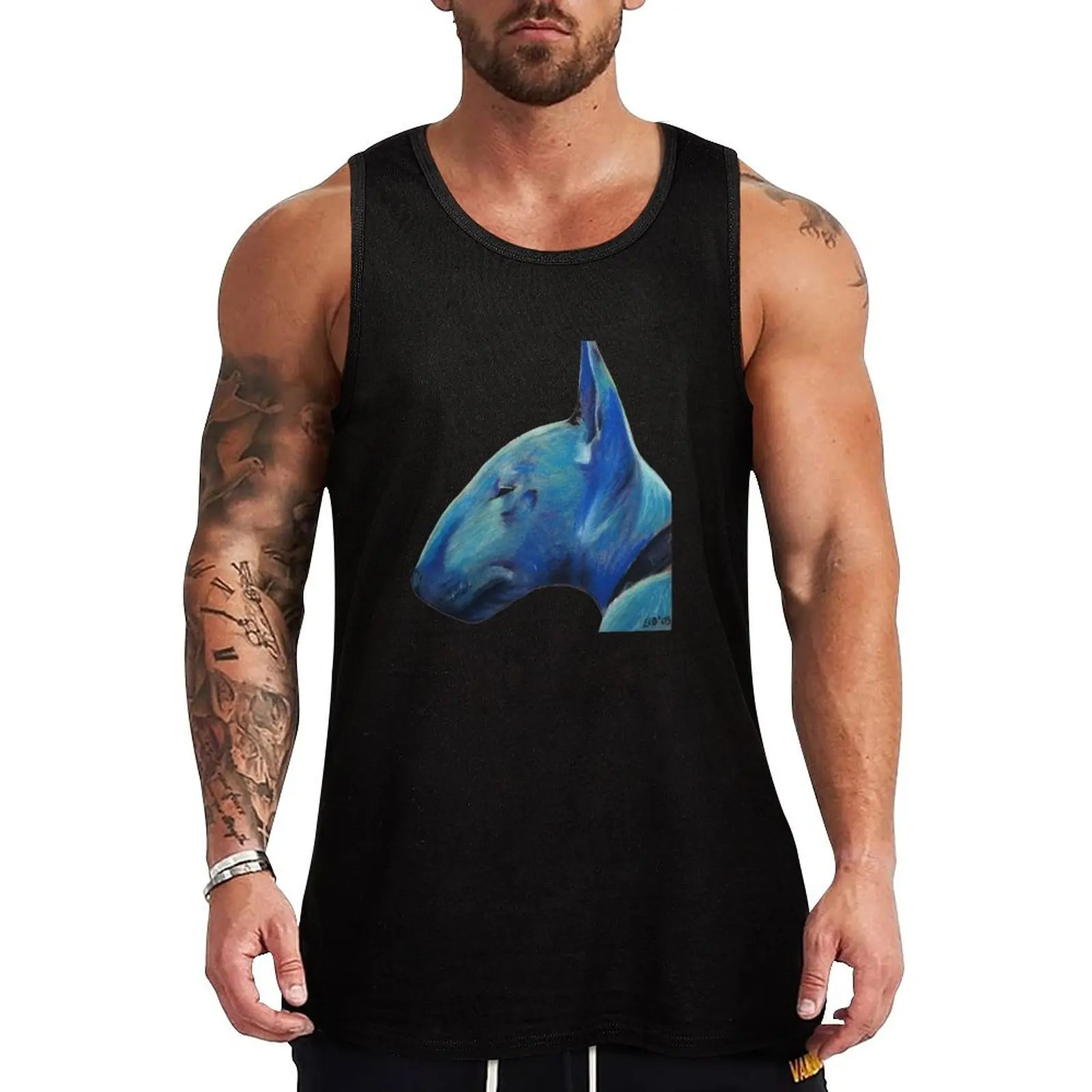 Blue Bully Tank Top gym bodybuilding t-shirt