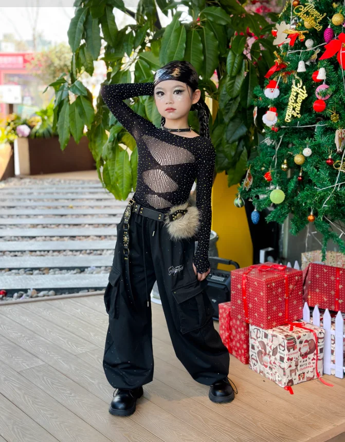 

Модная одежда для девочек в стиле хип-хоп, джаз, танцевальные костюмы, комплекты для выступлений, уличная одежда для подростков, хип-хоп костюмы, корейские детские наряды