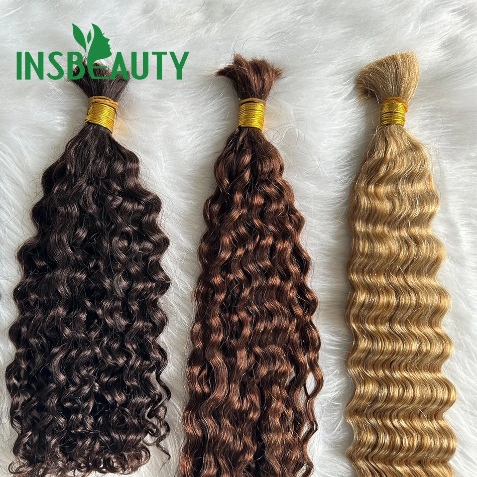 Bulk Human Hair For Braiding Water Wave Bulk Hair Extensions for Boho Knotless Braiding Double Drawn Burmese Boho Braids Hair