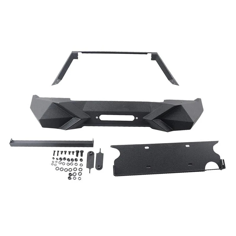 

Front Bumper With Winch Plate Compatible With for Wrangler JK (2007-2018) & JL (2018+)- Heavy Duty Black Textured Manganese