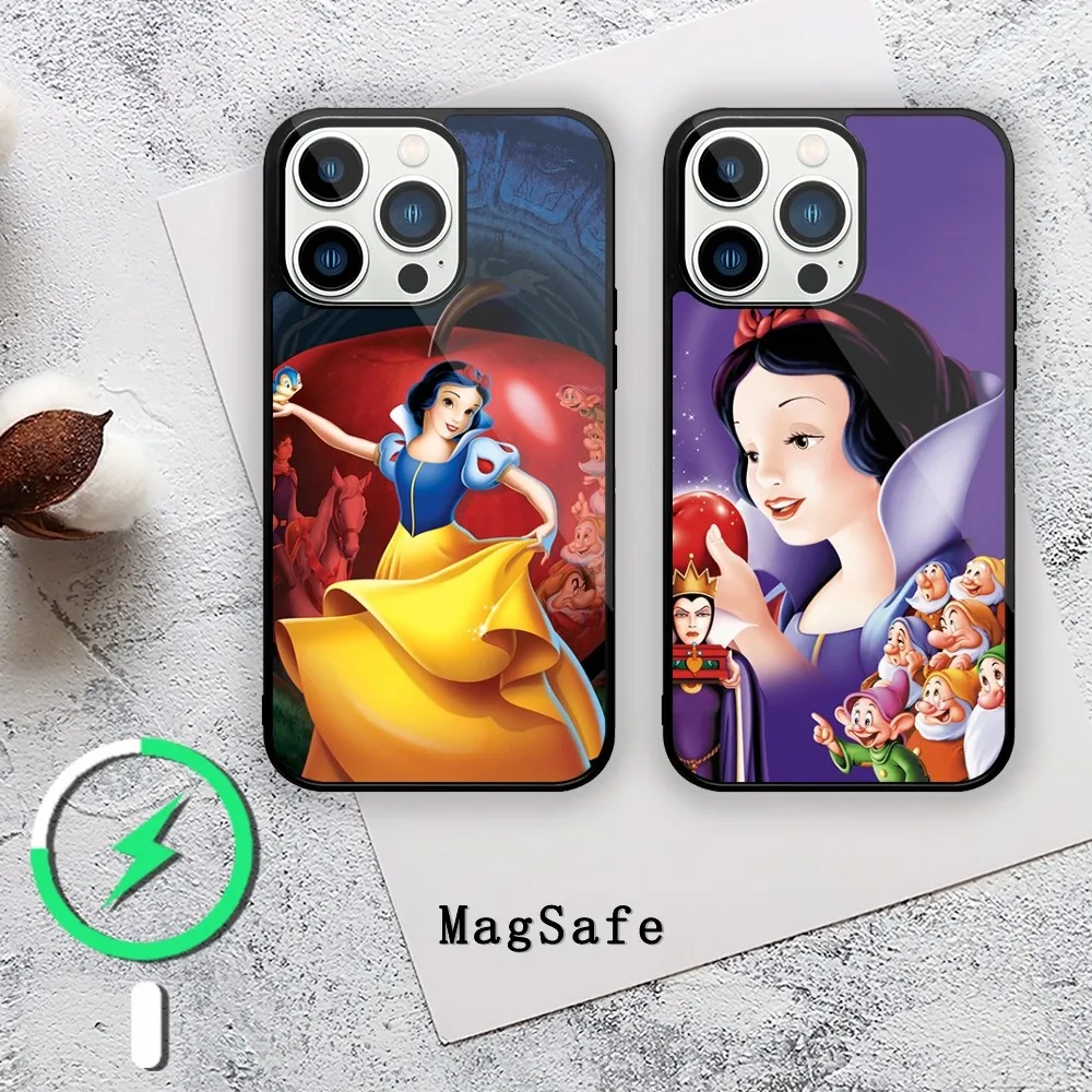 MINISO Snow White The Seven Dwarfs Phone Case For iPhone 11 12 13 14 15 Mini Pro XS Max X S Plus XR Magnetic Attraction Shell