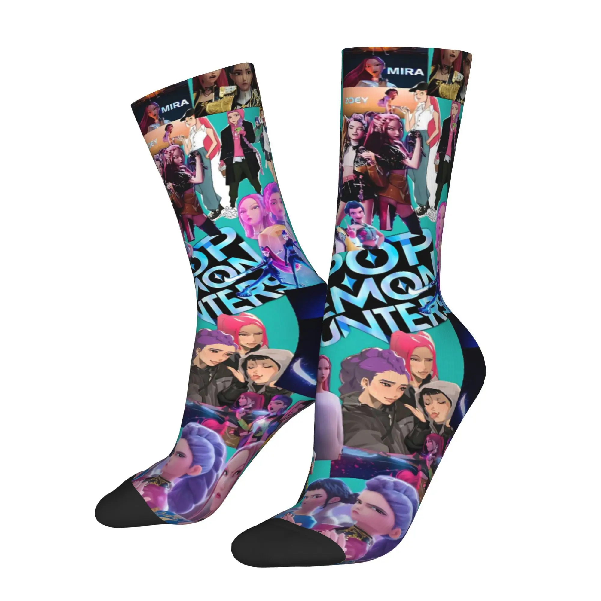 

K POP Huntrx Cartoon KPop Demon Hunters Anime Sock Printed Man Polyester Fashion