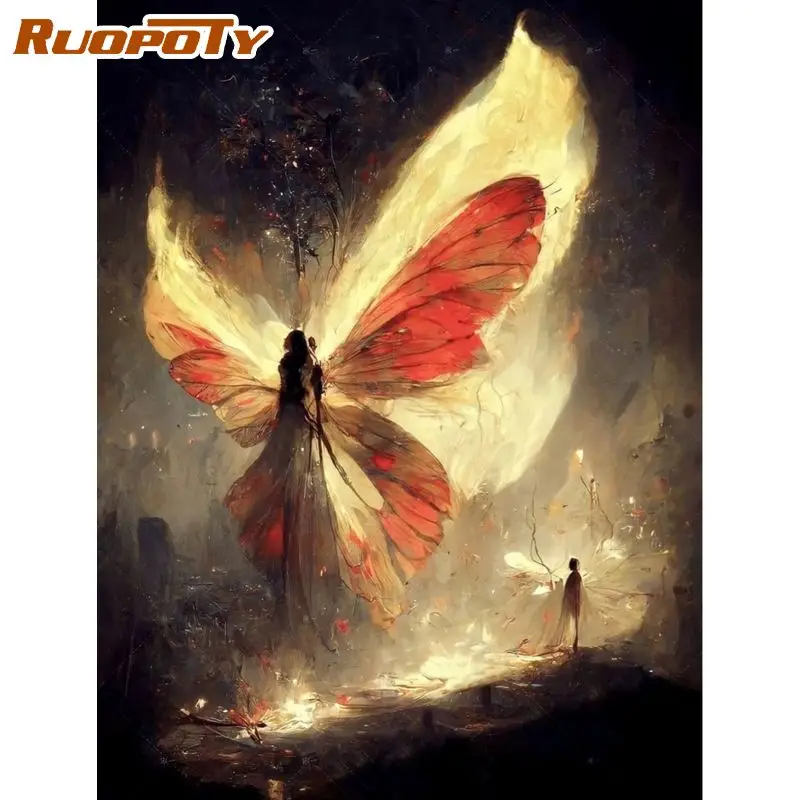 

RUOPOTY Figure Painting By Number Butterfly Angel Painting By Number Acrylic Paints Painting Home Decor