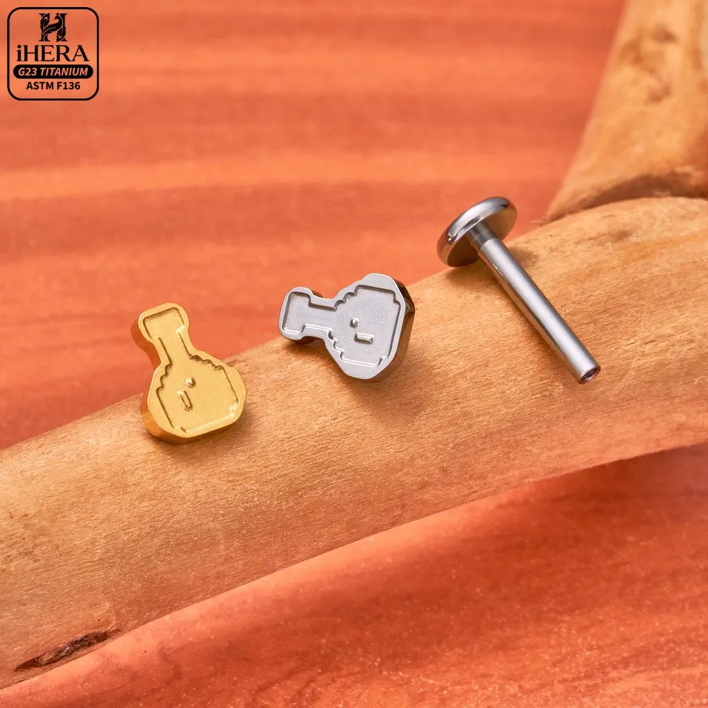 Pixel Shape G23 Titanium Piercing Wholesale Flat Back Stud Labret Lip Helix Tragus Conch Cartilage Earring Bulk Body Jewelry