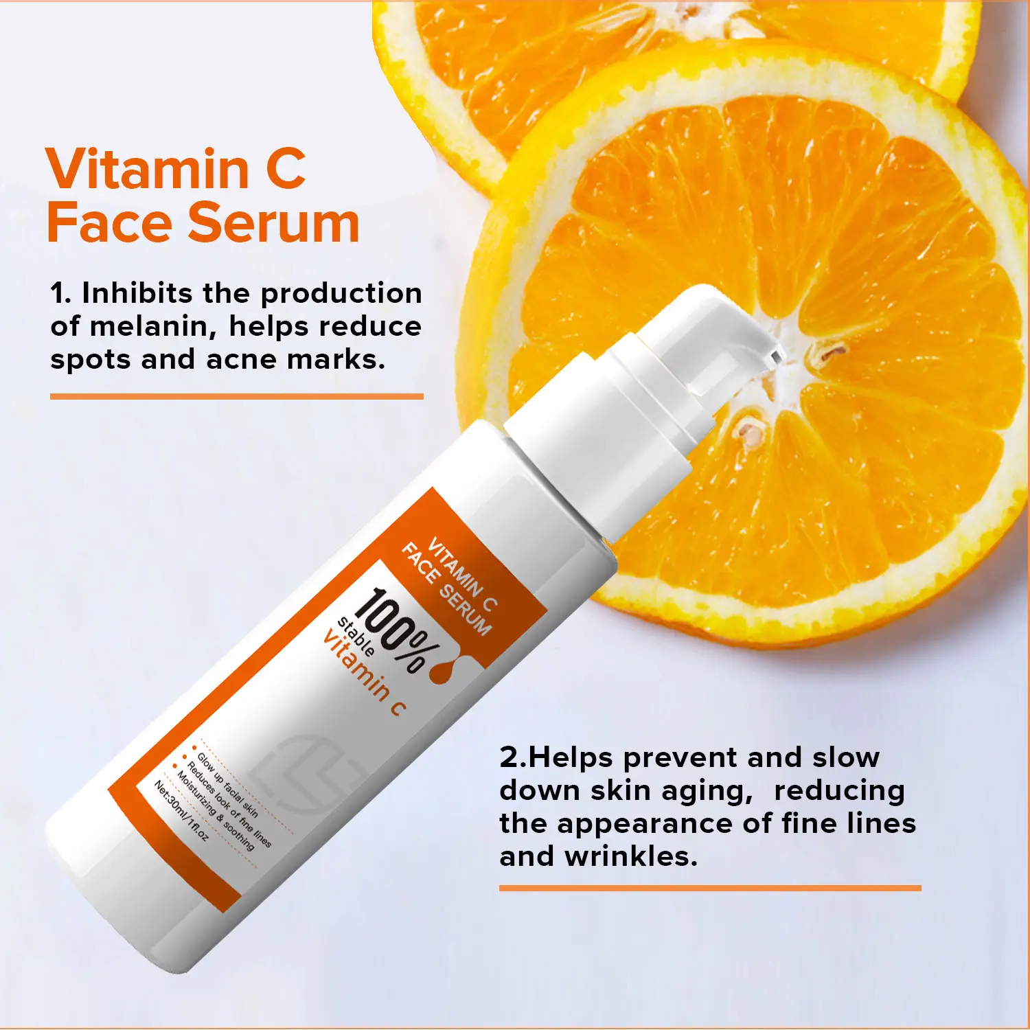 

30ml Vitamin C Face Serum Skin Whitening Anti Aging Anti Wrinkle Essence Oil Dark Spot Remover Moisturizing Skin Care Products