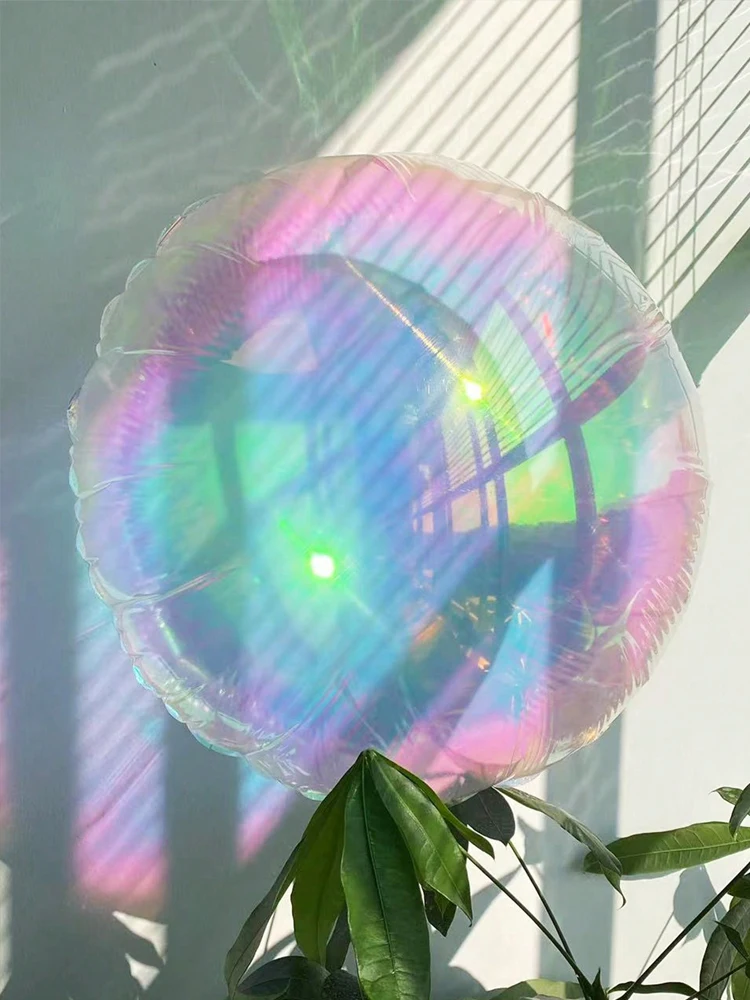 6 sztuk 19-calowych holograficznych przezroczystych laserowych gwiazd, serca, okrągłych balonów (nie obsługiwanych heliem) na urodziny, ślub, zaręczyny — zdjęcie 6