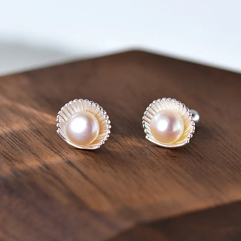 925 Sterling Silver  Earrings For Women Trendy Pearl Shell Earring Jewelry Prevent Allergy Party Accessories Gift