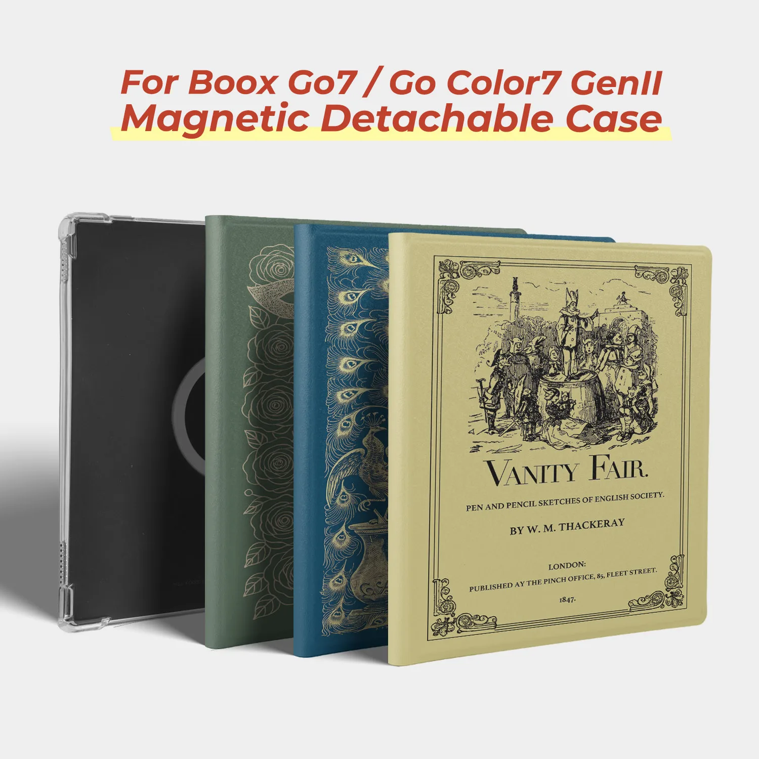twosheep Vintage Book Detachable Magnetic Case suit for Boox Go7 Go Color7 GenII GenI Leaf3 Leaf3c Leaf2 7