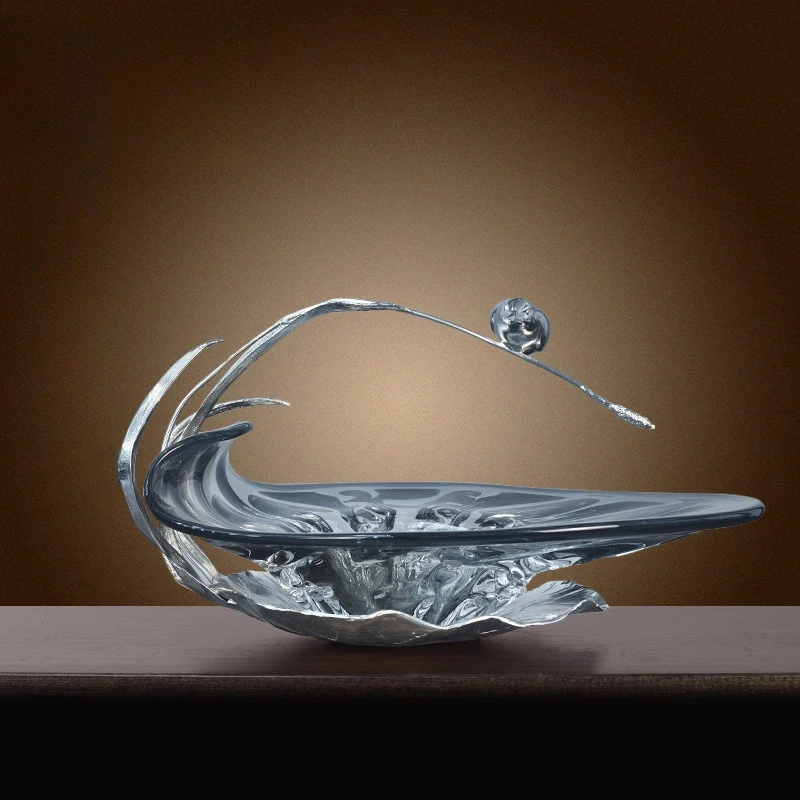 Fruit plate light luxury high-end household living room coffee table high-end crystal exquisite candy snacks placement