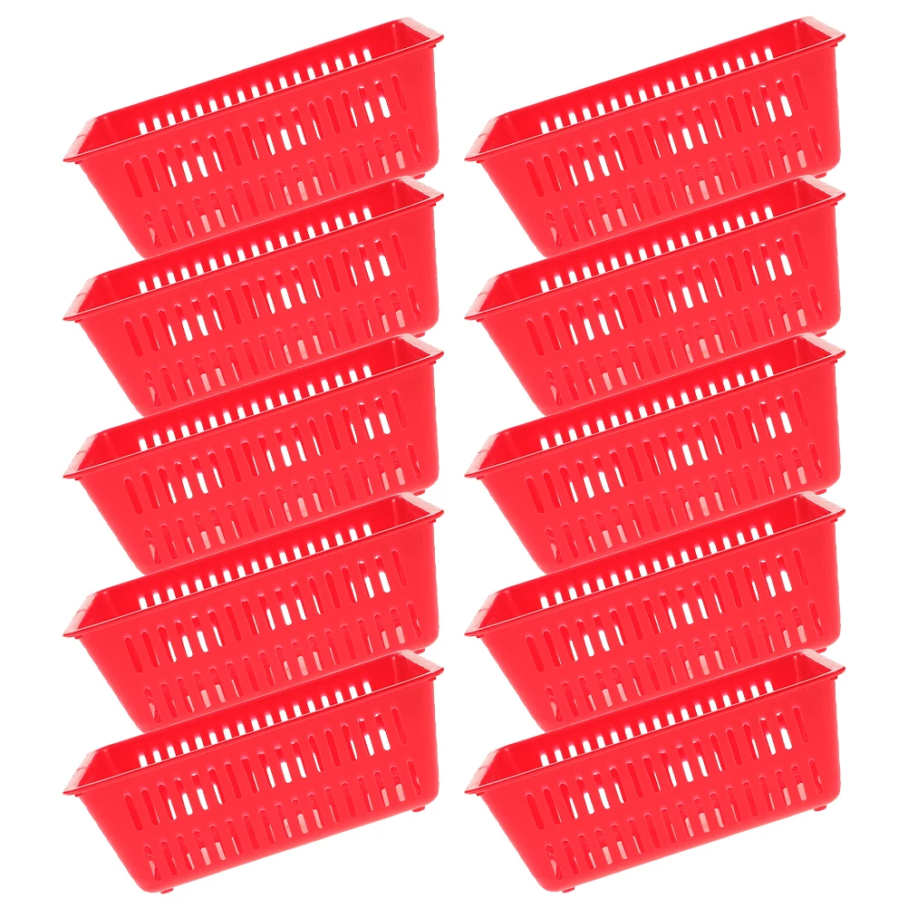 

10pcs Coin Baskets Plastic Storage Containers Large Capacity Reusable Home Hotel Shop Organizer Red Color