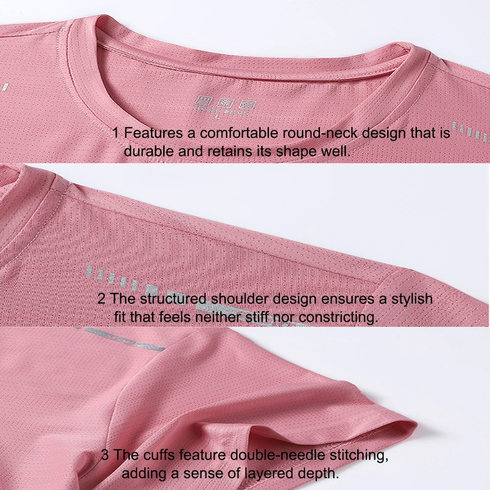 Women Quick-Drying Ice Silk Cool Reflective High Elastic  Breathable Sports T-Shirt Tees Fitness Gym Workout Shirt - view 4