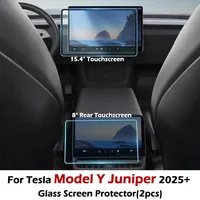 Protector de pantalla de cristal para Tesla Model Y Juniper 2025+, Protector de tablero de consola central Accesorios de pantalla táctil (juego completo de 2 piezas)