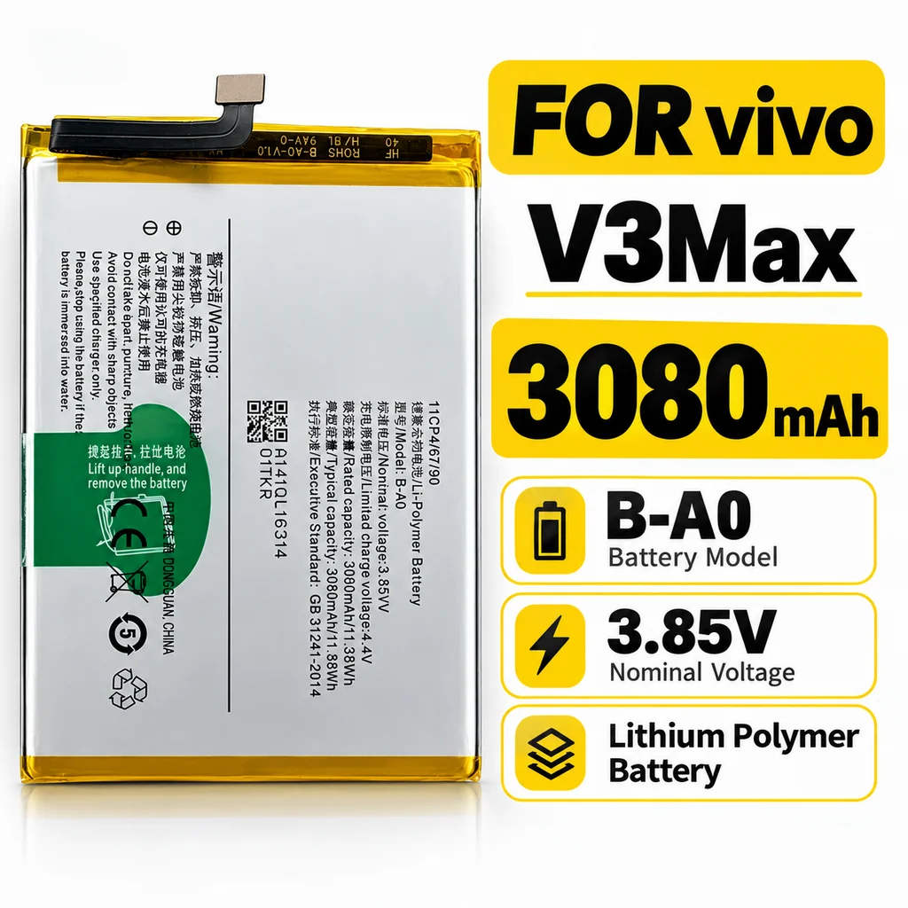 V3 Max Phone Battery Replacement, 3080mAh Built-In Battery B-A0 For Vivo V3 Max Mobile Phone, Internal Replacement Battery Pack