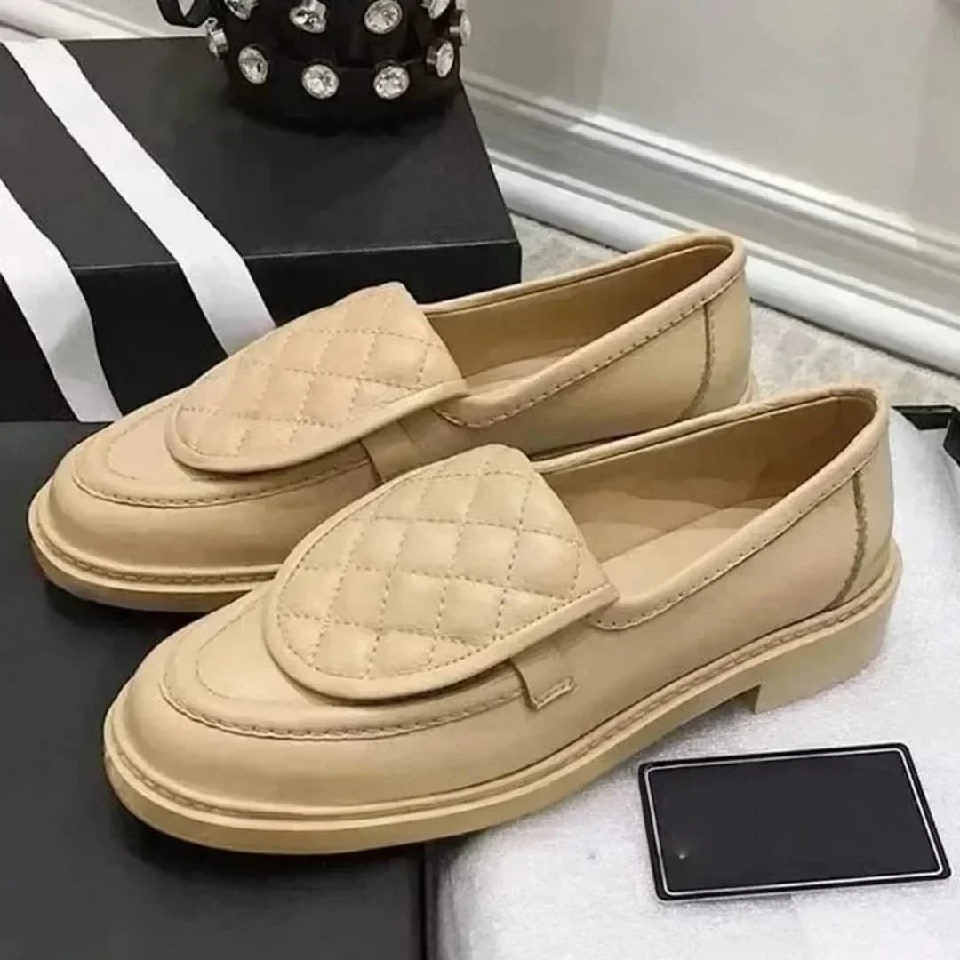 Spring and autumn women's loafers leather car sewing flanged casual shoes thick flat heel round head trench coat single shoes