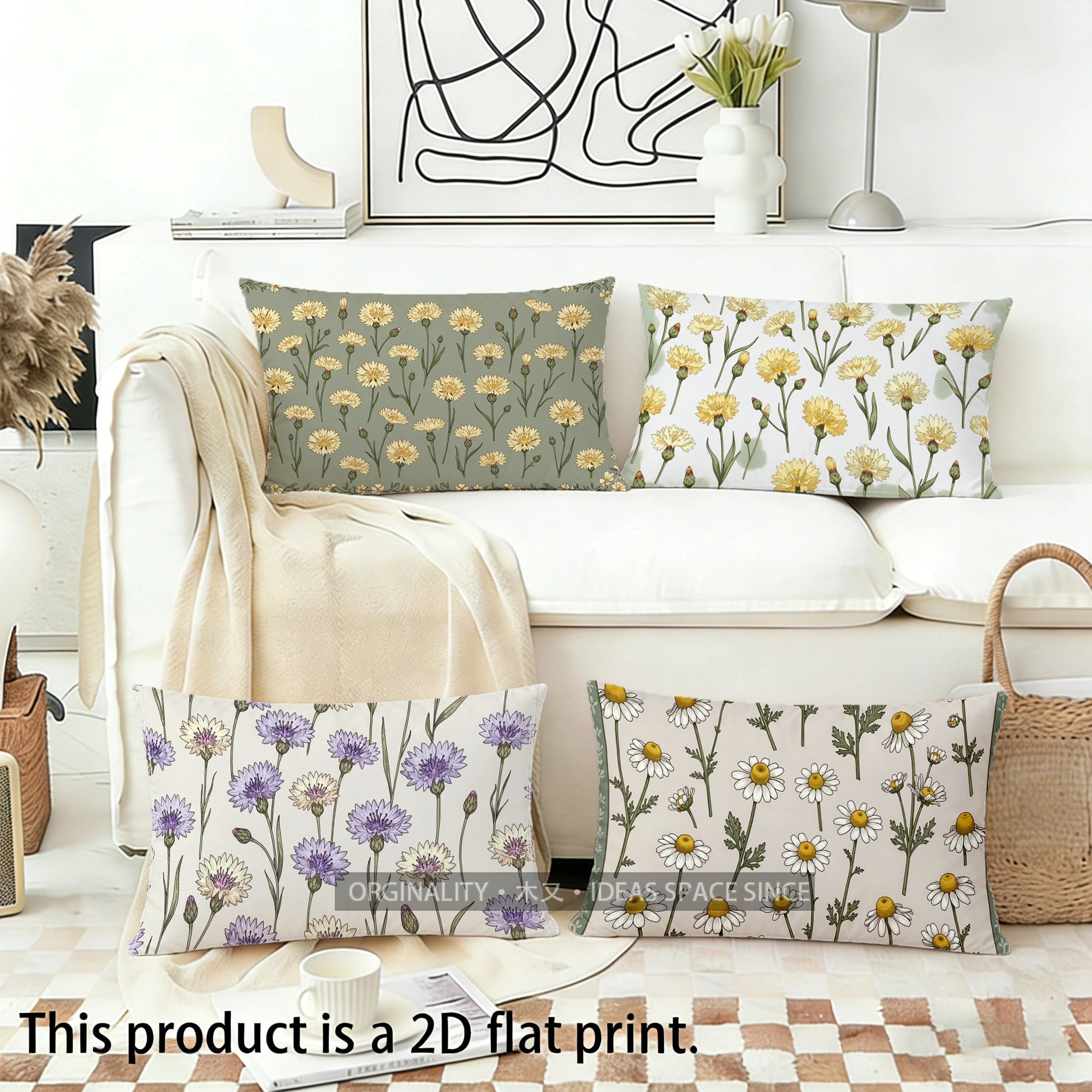 Floral Patterned Rectangular Pillow Covers Suitable For Sofa Bedroom Car Pillow Cover Cushion Rectangular Back Cushion