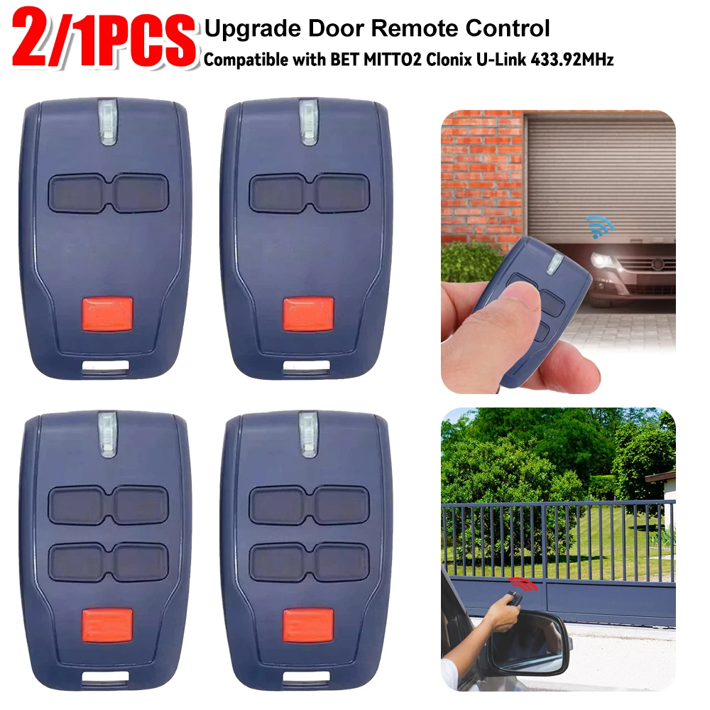 2/1PCS Upgrade Door Open Wireless Controller BFT Rolling Code Garage Gate Remote Control For BET MITTO 2 Clonix U-Link 433.92MHz