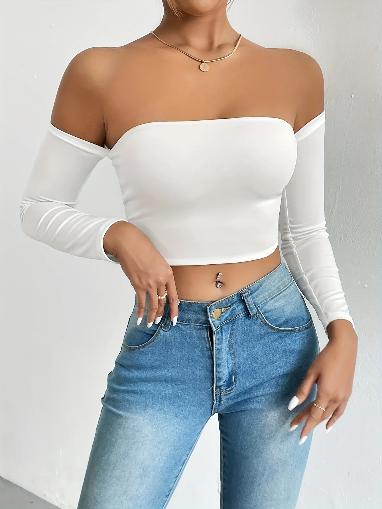 Suspended vest with waistband, short sleeved vest, sexy navel exposed bra