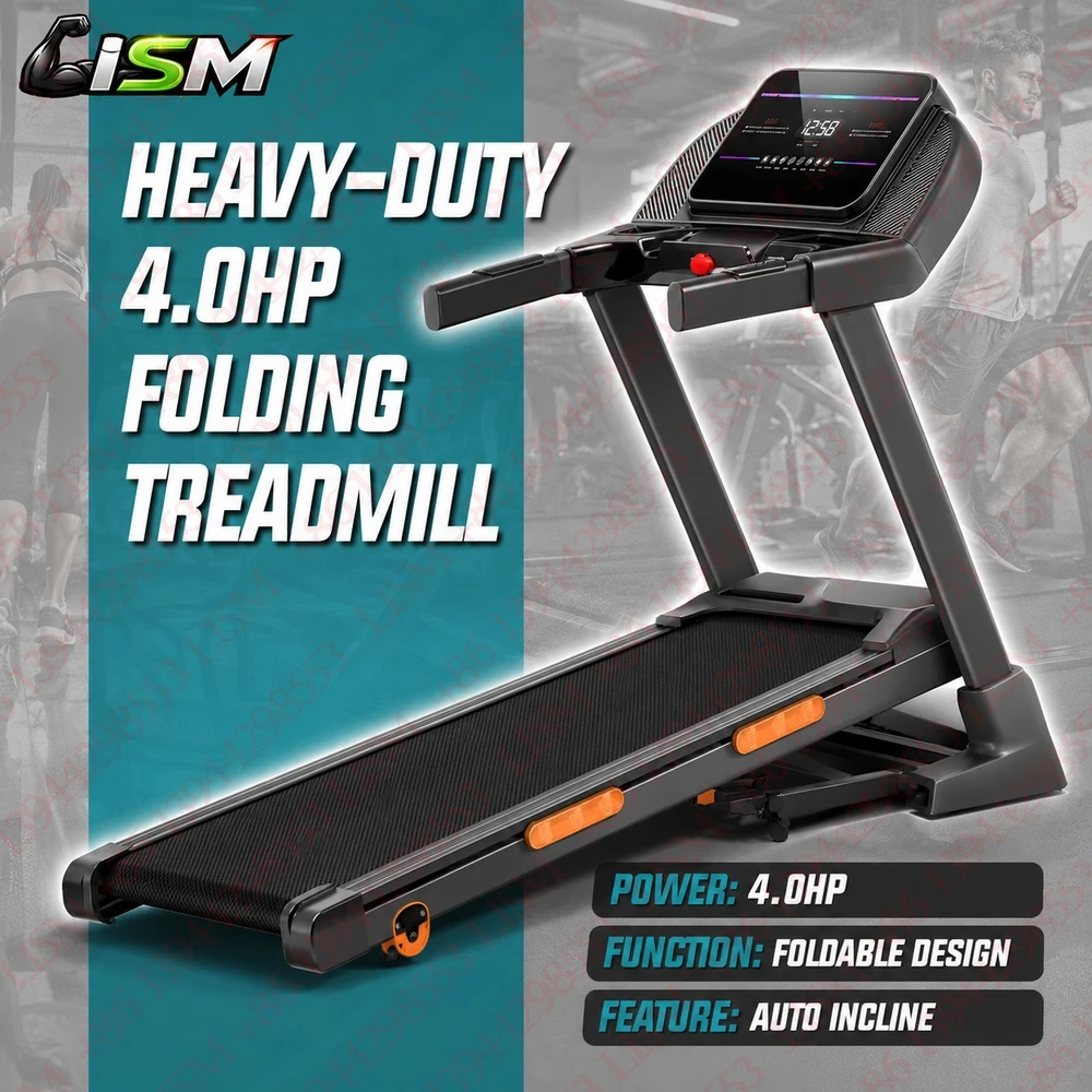 

Heavy Duty 4.0HP Folding Treadmill 400LB Capacity 8.0MPH 20% Auto Incline Pulse Sensor Home Gym Cardio Running Fitness Machine