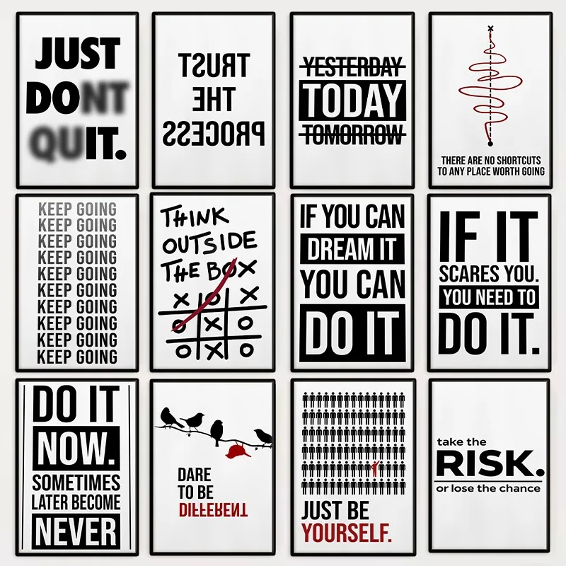 Motivierendes Wort-Druck-Poster Minimalistisches Modernes Inspirierendes Zitat Leinwandgemälde Wandkunst für Büro, Studentenwohnheim, Heimdekoration