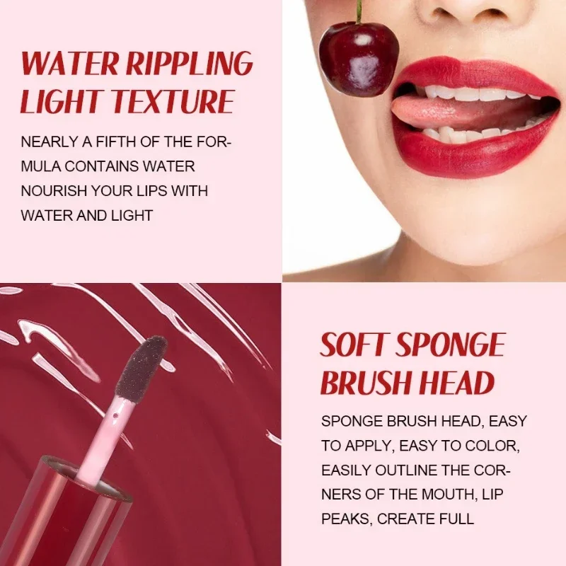 Fruit Juice Red Lip Tint Mirror Water Light Liquid Blush Moisturizing Sexy Lip Gloss Cheek Makeup Long Lasting Color Cosmetic