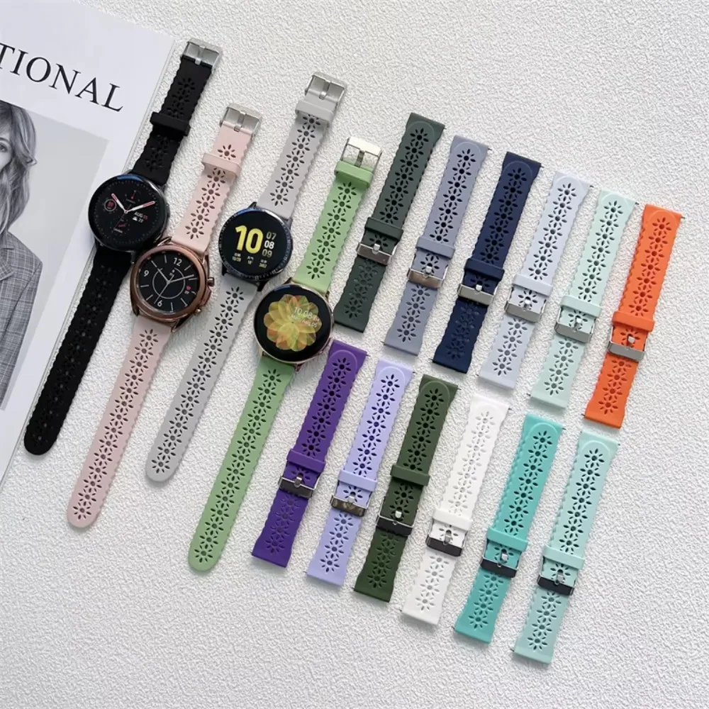 Hollow Flower Lace Silicone Scalloped Band for Samsung Galaxy Watch 6 4 Classic 5 Pro, for Huawei GT 2 3 4 46mm, 20mm 22mm
