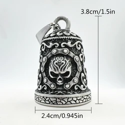 Skull King Bell Pendant 316L Stainless Steel Jewelry Punk Biker Jingle Bell Skeleton Pendant