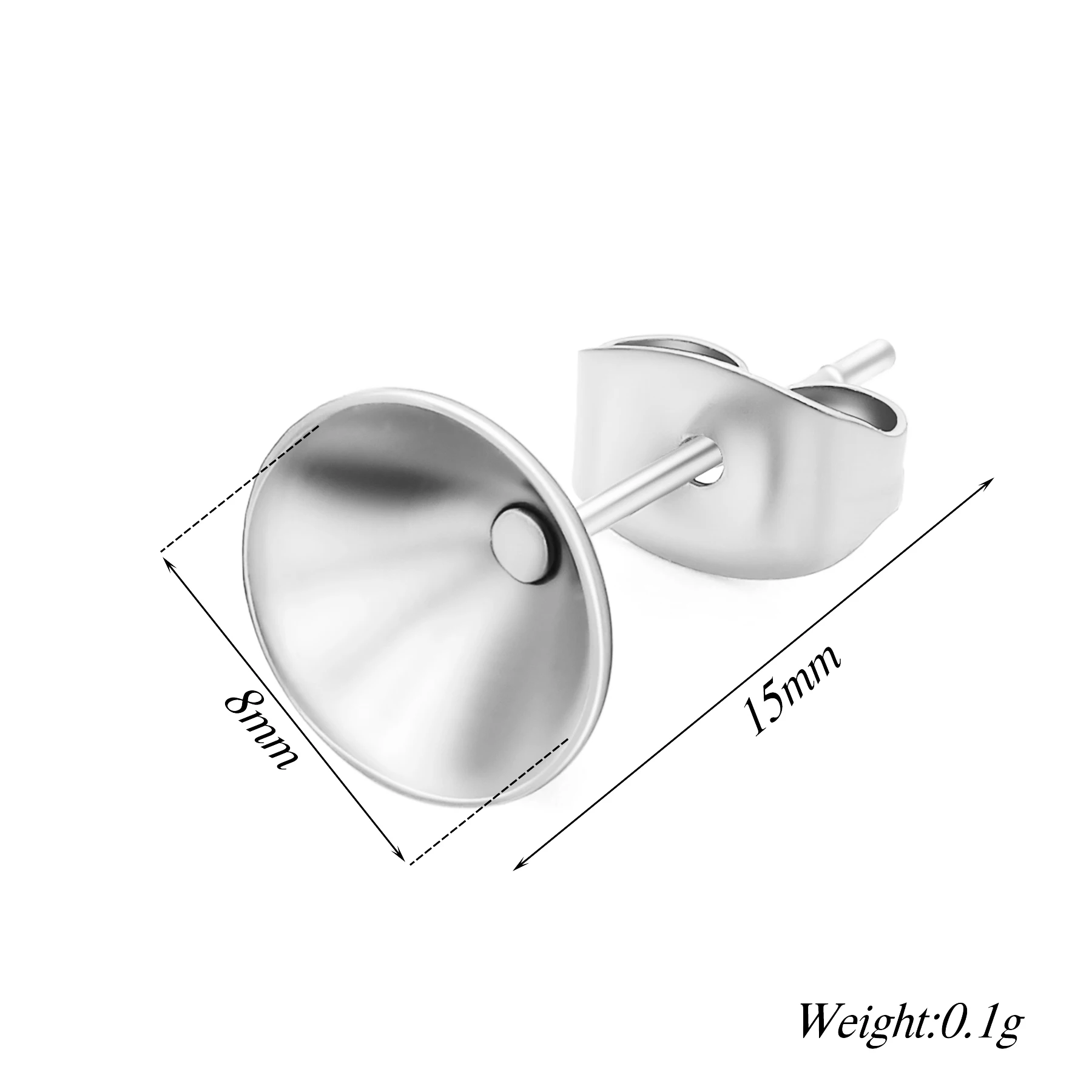 100pcs/lot Stainless Steel Stud Earring Settings Flat Round Blank Peg Stud Earring Fit for 3,4,5,6,8mm Rhinestone DIY Jewelry