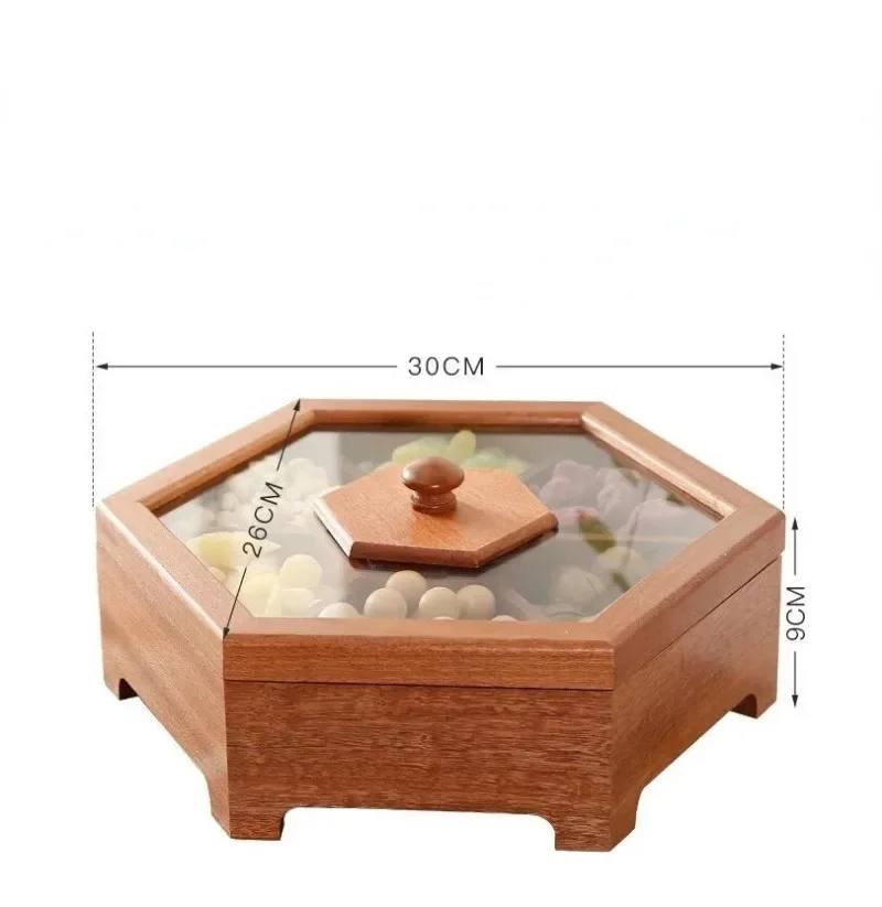 

European creative solid wood candy box with lid dry fruit snack box home wooden nuts melon storage box wedding gift