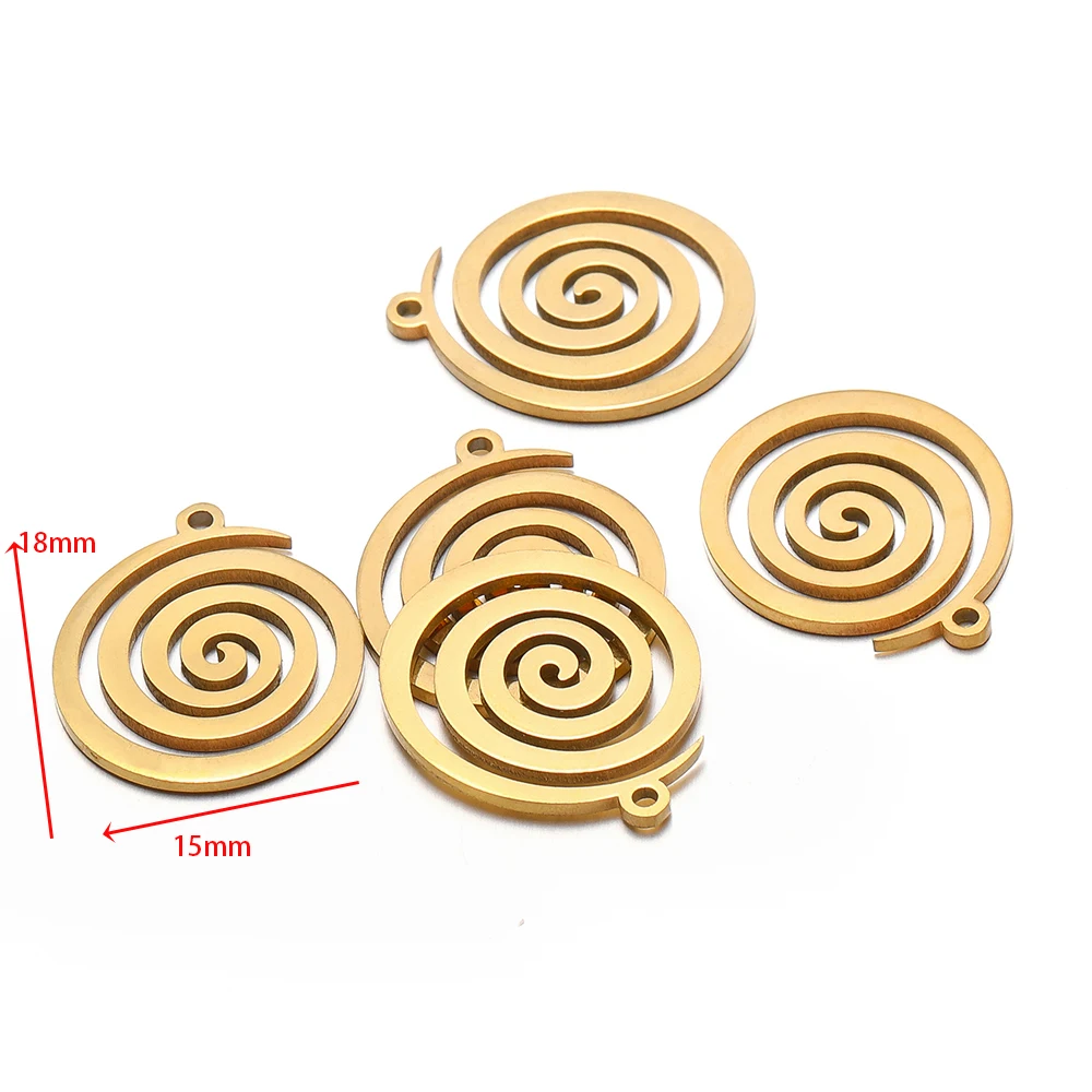 5pcs/lot Stainless Steel Spiral Charms Round Pendants for DIY Jewelry Simple Necklace Handmade Earring Accessories Making Crafts