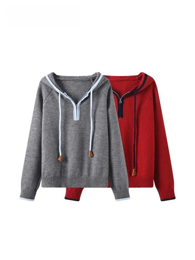 

Худи большого размера, трикотажный, с длинным рукавом, повседневный, женский, модный, утягивающий, зимний топ, из полиэфирного волокна, свободного кроя, осень-зима