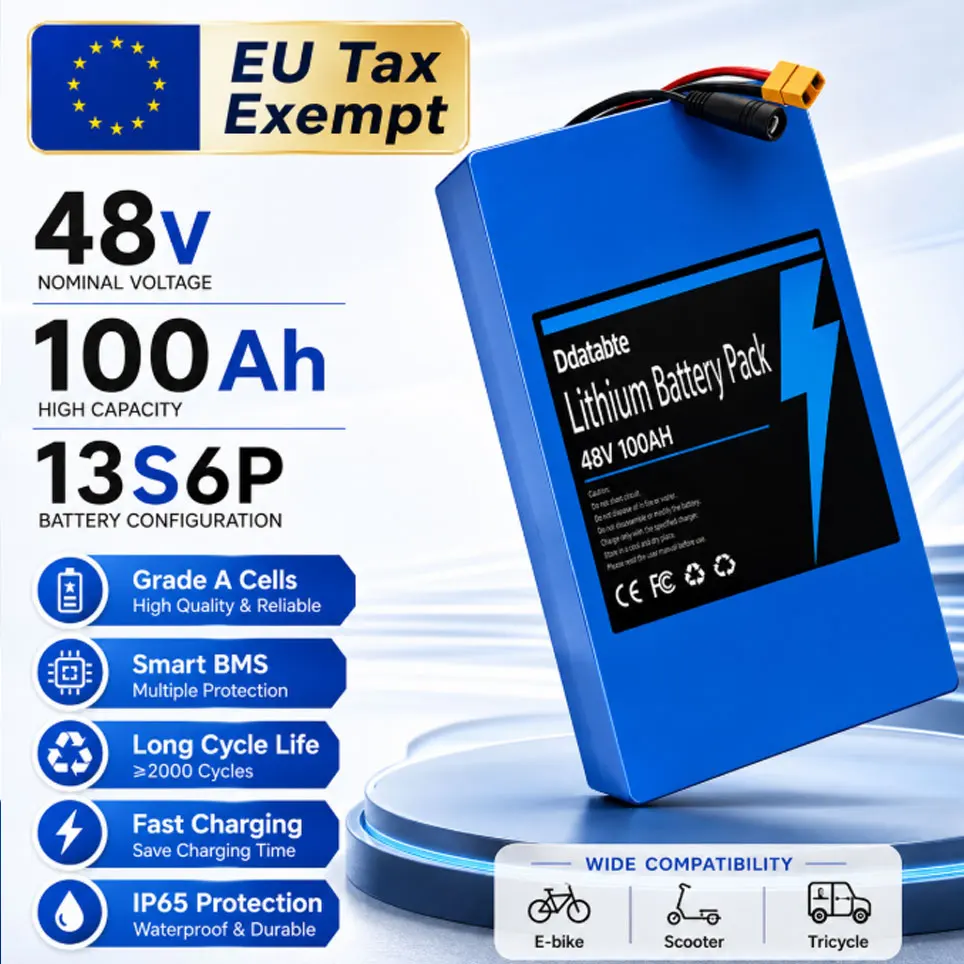 Hochleistungs-13S6P 18650 Lithium-Akku 48V 100Ah, Eingebaute 50A BMS-Schutzplatine, Ersatz-Akkupack für 2000W Citycoco Elektroroller, Unterstützt Benutzerdefinierte Anschlüsse