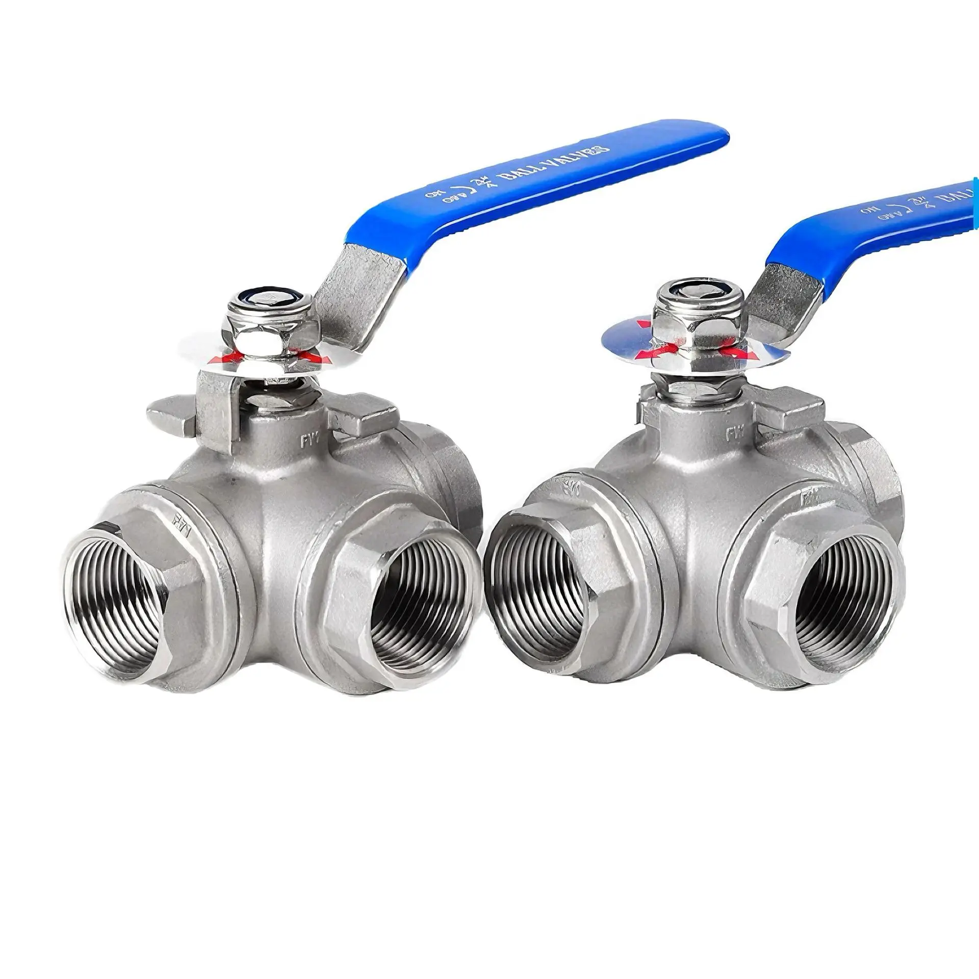 304 Stainless Steel Three-way Ball Valve Inner Wire L-type T-type Three-way  Thread Buckle  Switch Valve