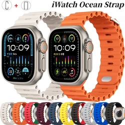 애플워치 울트라 3 1 2 49mm 10 9 8 7 11 46mm 42mm 45mm 41mm용 오션 실리콘 스트랩 팔찌 iWatch 6 5 4 SE3 44mm