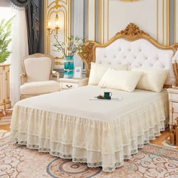 Jupe de lit à volants en dentelle non ald, couvre-matelas, drap de lit, couvre-lit, 3 couches, nouveau