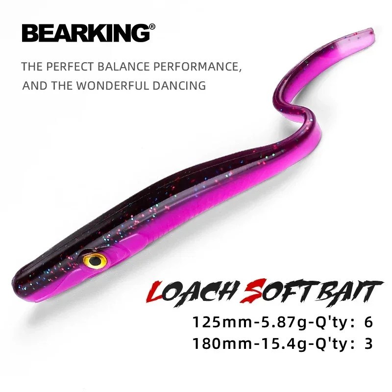 BEARKING Soft Fishing Lure 125mm 180mm Crazy Slug Spinnerbait Sea bass Artificial Silicone Bait Wobblers Carp Shad Eel Needfish