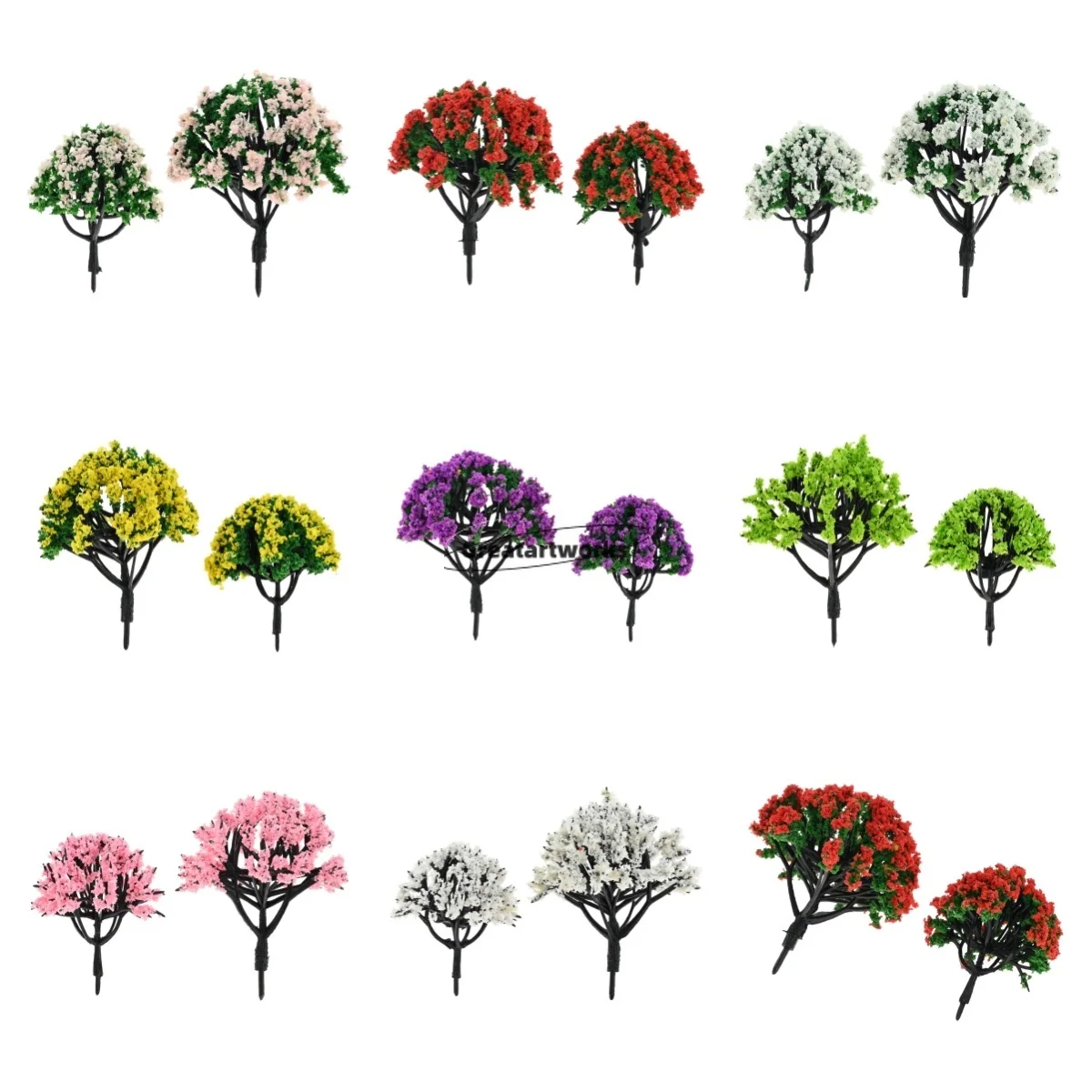 20pcs/lot Mini Model Flower Trees 6/8cm 2.36