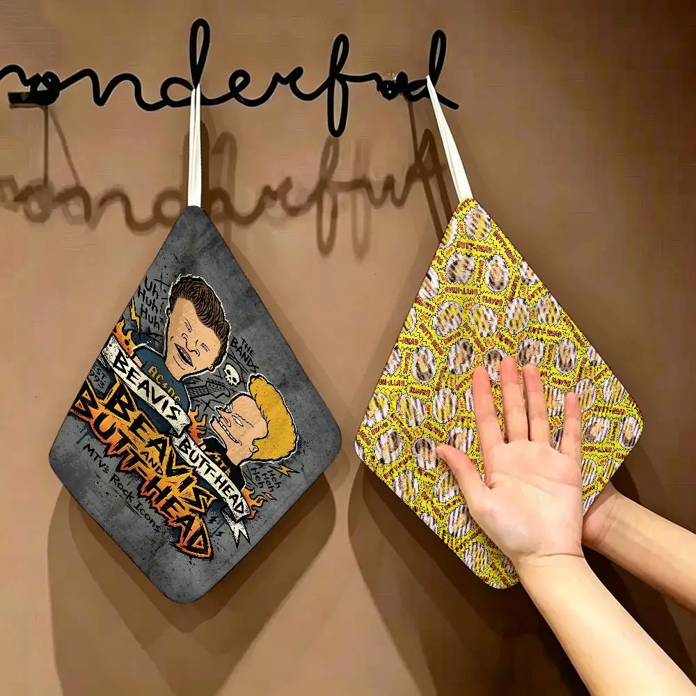 Funny B-Beavis and BUTT-HEAD Hanging Kitchen Towel, Polyester Cotton Fabric, Absorbent Hand Wiping Towel for Home Dormitory