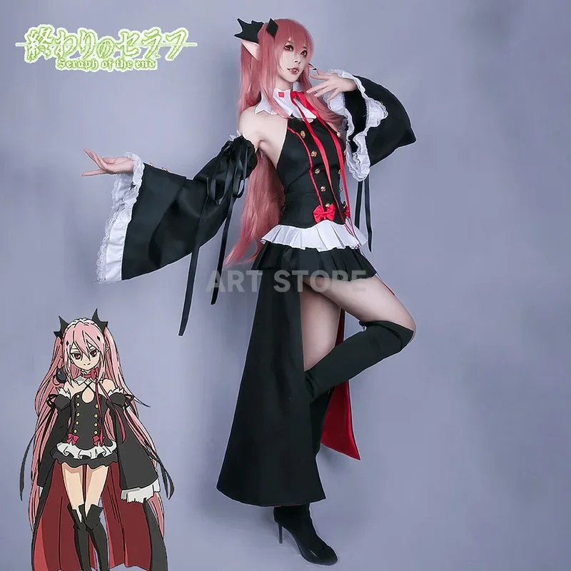 Krul tepes COSPLAY Seraph of The End Owari NO Seraph เครื่องแต่งกายวันฮาโลวีนคอสเพลย์อนิเมะแม่มดแวมไพร์สำหรับเด็กผู้หญิง