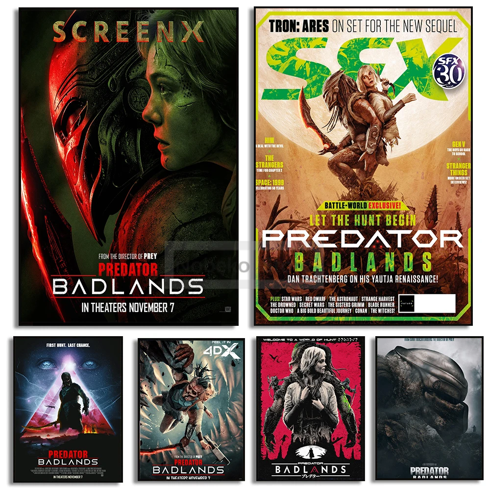 Póster de películas de depredador Badlands, impresiones de películas de ciencia ficción, pintura en lienzo, imágenes artísticas de pared, decoración de la habitación del hogar, 2025