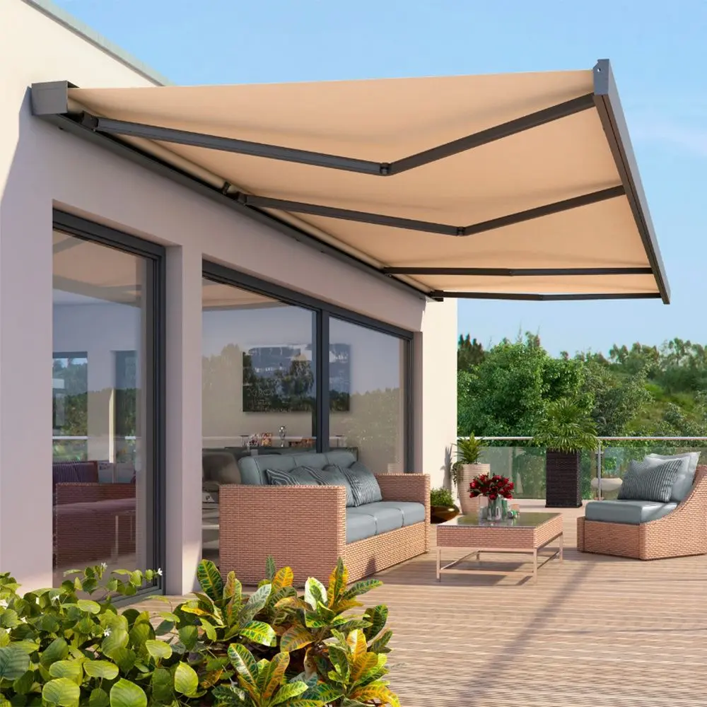 2026 New Arrival Retractable Awnings with Wind Sensor Remote Control Waterproof Aluminum Sun Shade Canopy for Porch and Balcony